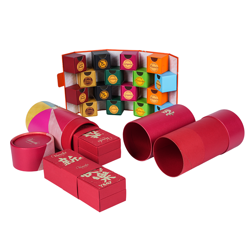 Ronde chocoladedoos met stevig afneembaar deksel (hemel en aarde).