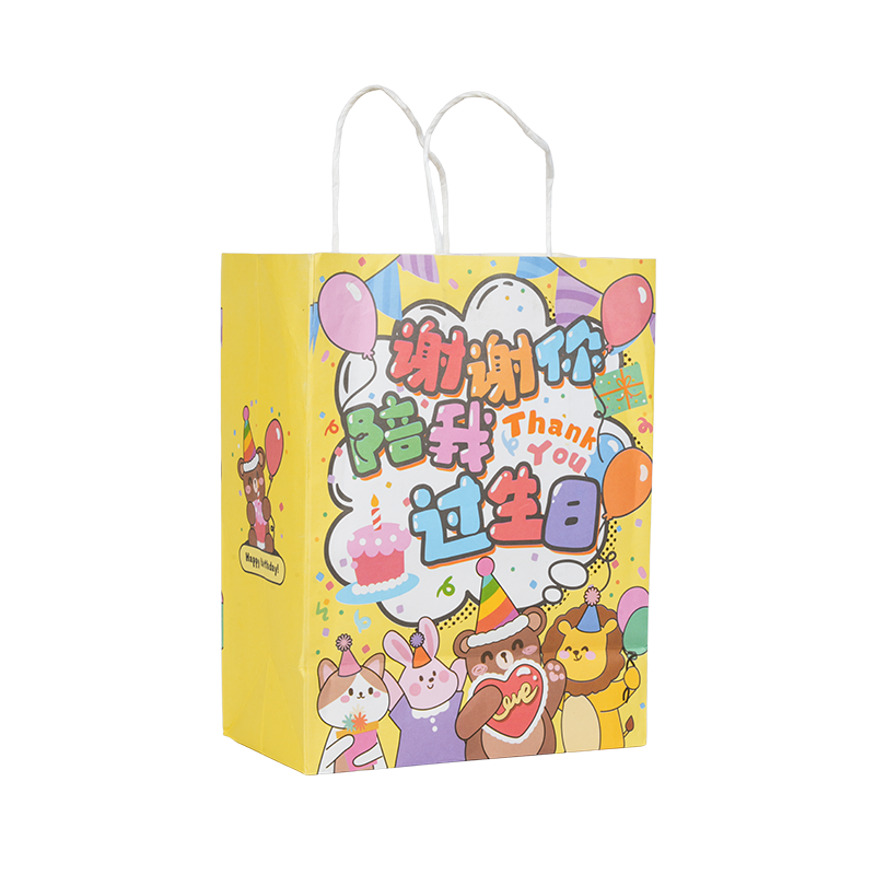 Verticale draagtassen van kraftpapier met een vakantiethema